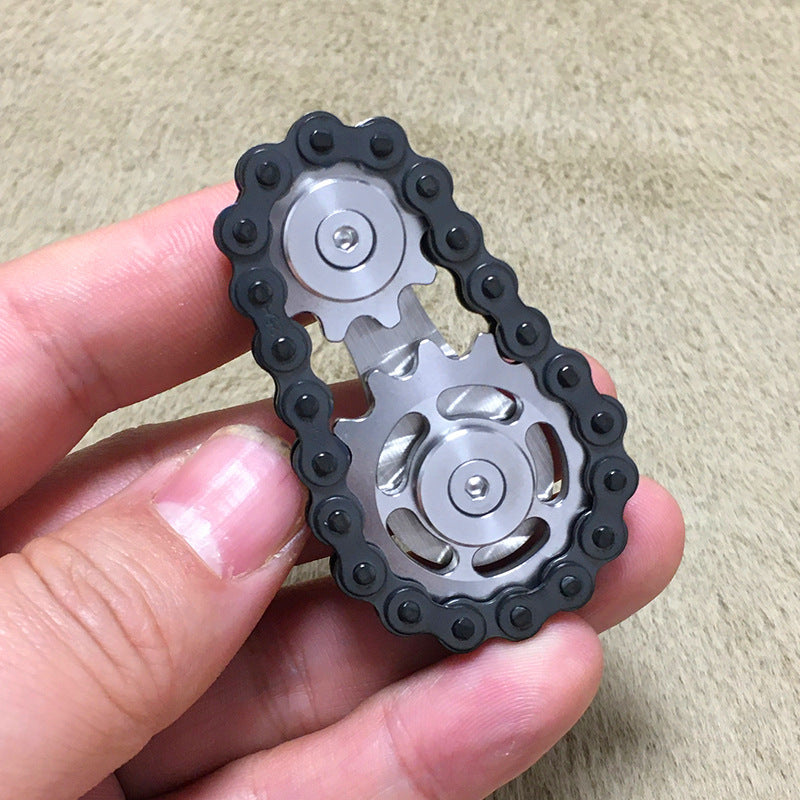 Black Gear Chain Finger Spinner Fidget Toy