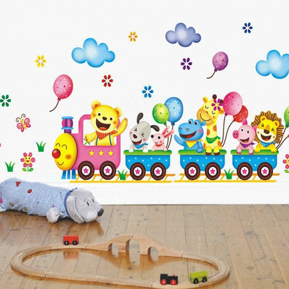 Cartoon Animal Train Wall Sticker for Kids' Room Decor