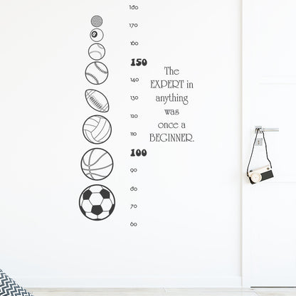 Sports Ball Height Wall Sticker for Kids' Room Decor