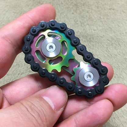 Black Gear Chain Finger Spinner Fidget Toy