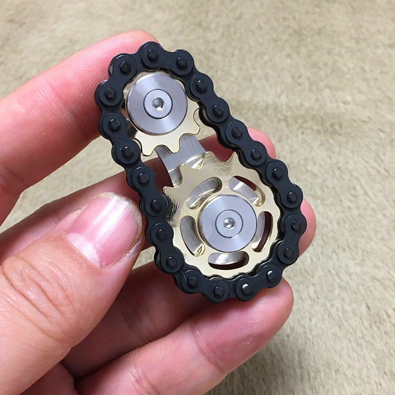 Black Gear Chain Finger Spinner Fidget Toy