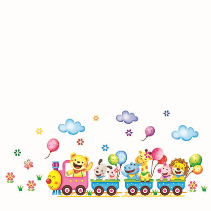 Cartoon Animal Train Wall Sticker for Kids' Room Decor