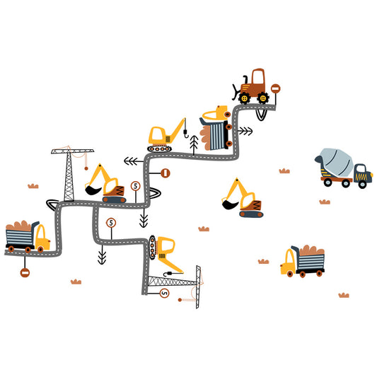 Cartoon Excavator Wall Sticker for Kids' Room Decor