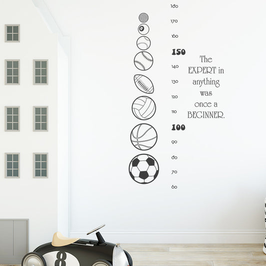 Sports Ball Height Wall Sticker for Kids' Room Decor