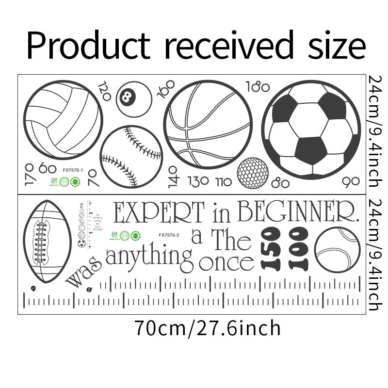 Sports Ball Height Wall Sticker for Kids' Room Decor