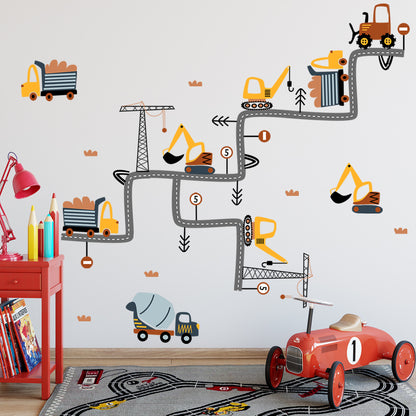 Cartoon Excavator Wall Sticker for Kids' Room Decor