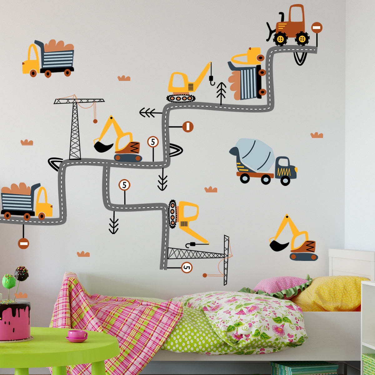 Cartoon Excavator Wall Sticker for Kids' Room Decor