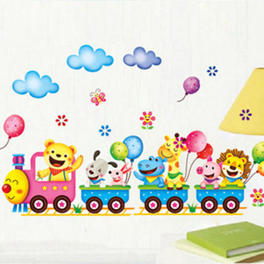 Cartoon Animal Train Wall Sticker for Kids' Room Decor